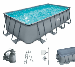Summer Waves Frame Pool Komplettset | Rechteckig 549x274x132 cm Grau | Aufstellpool Set | Gartenpool & Schwimmbecken inkl. Sandfilterpumpe, Bodenvlies, Abdeckplane & Einstiegsleiter 549 cm Rechteckig Angebot bei HelloDeals