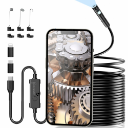 Endoskopkamera mit Licht, 1920P HD-Rohrkamera mit Doppellinse, IP67 Wasserdichtes Endoskop mit 8+1 LEDs, 10M Halbstarres Kabel, Inspektionskamera für Android iOS Handy, Kanalkamera für Abwasserrohre Dual-lens 10m Angebot bei HelloDeals