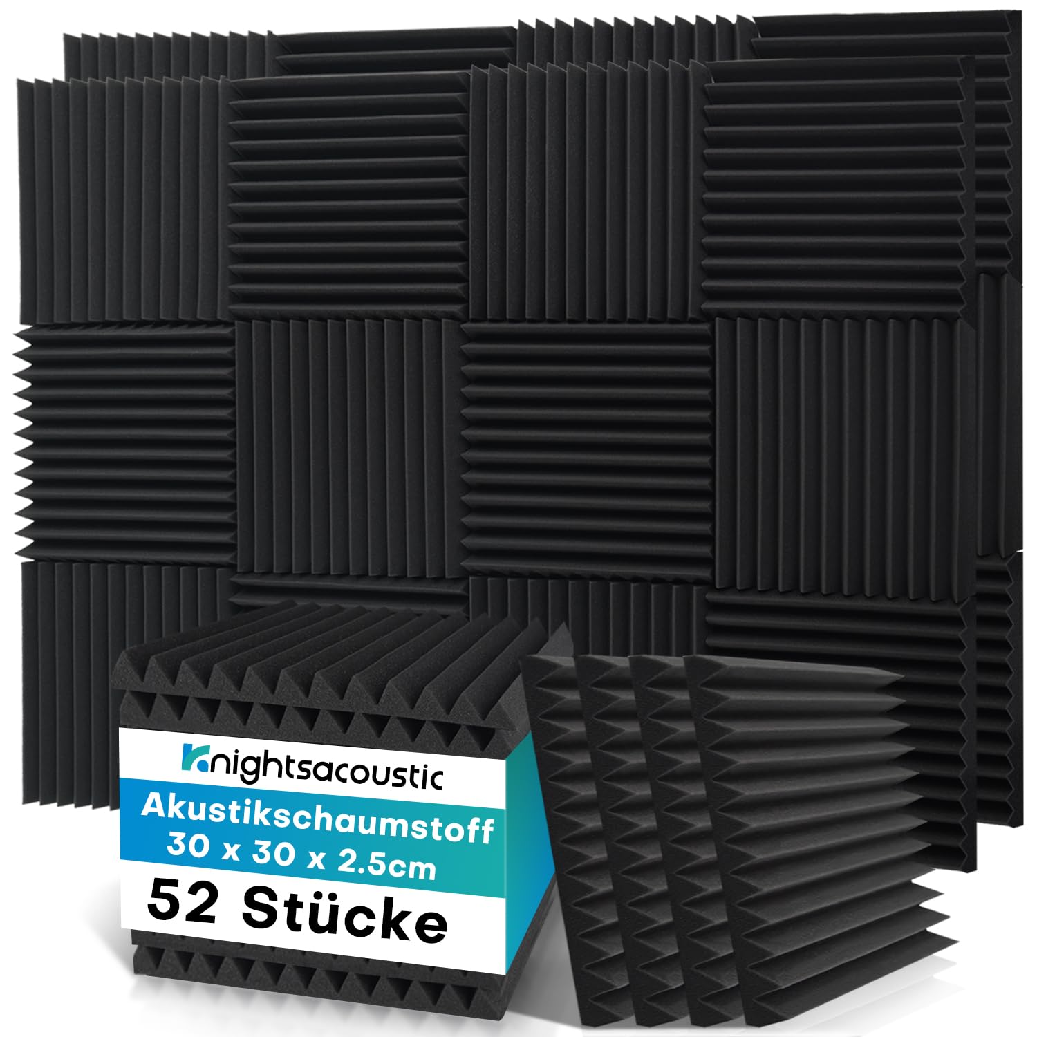52 Stück Akustikschaumstoff Akustikschaumplatten, 2.5 x 30 x 30CM Schalldämmung Schallabsorber Akkustikschaumstoff Schallschutz für Tonstudio, Schwarz 52 Stück 2.5CM Angebot bei HelloDeals