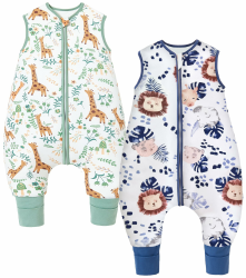 Chilsuessy Baby Schlafsack mit Füßen 2er Pack 2.5 Tog Kinder Winter Schlafsack Soft Baumwolle Baby Schlafsack mit Beinen, 2.5 Tog/Löwen + Tiere, 100cm/Baby Höhe 105-120cm 100cm/Baby Höhe 105-120cm 2.5 Tog/Löwen + Tiere Angebot bei HelloDeals