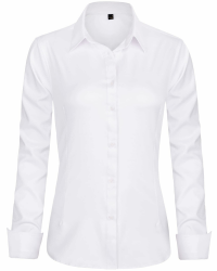 J.VER Bluse Damen Casual Business Bluse Damen Button Down Shirts Klassische Langarm Kragen Tops Bügelleichtes Modern Oberteil Weiß M Angebot bei HelloDeals