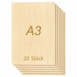 Tocome 20 Stück A3 Sperrholz Linde 420 x 297 x 3mm Laserfähig Sperrholzplatte 3mm Linden Holzplatten Plywood Holz für laser A3 (420x297x3mm) Angebot bei HelloDeals