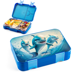 Jarlson® Brotdose Kinder mit Fächern TONI [AUSLAUFSICHER] - Bento Lunchbox mit Trennfächern - Frühstücksbox für Schule, Kita & Kindergarten - Jausenbox für Jungen & Mädchen - Vesperbox (Delfine) Angebot bei HelloDeals