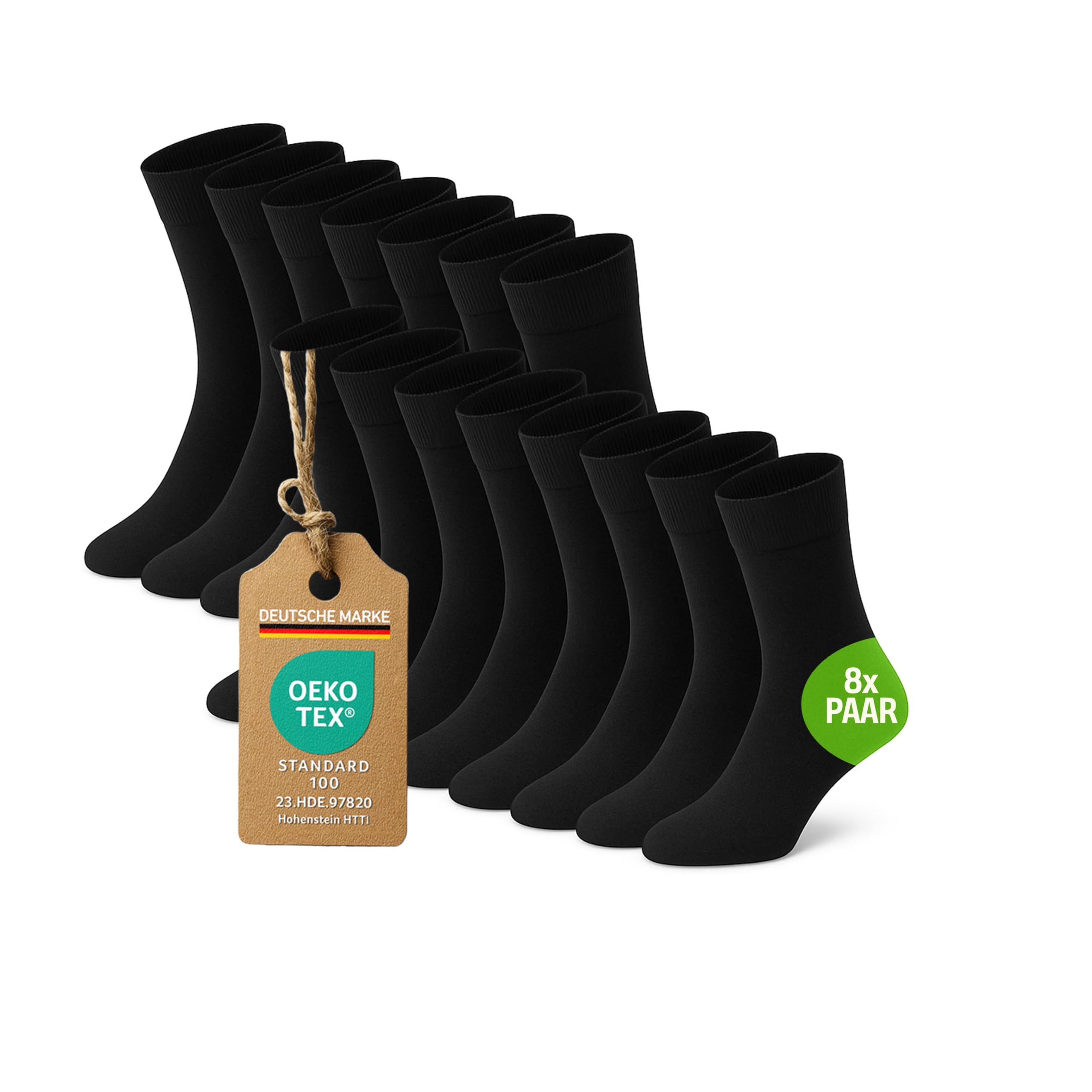 Kemes Socken Herren 43-46 schwarz 8 Paar Baumwolle Elastan Business Herrensocken lange Socken Angebot bei HelloDeals