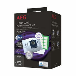 AEG ASRK210S s-Bag Performance Kit, 4 x S-Bag Staubbeutel Ultra Long Performance, 1 x S-Filter Hygienefilter Waschbar,1 x Motor Filter, XXL Synthetik Staubbeutel, Hygieneverschluss, 5 Liter Angebot bei HelloDeals