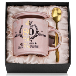80 Geburtstag Geschenke Frauen, Fabelhafter 80. Limited Edition, 14 Unzen Kaffeetasse, Bedruckt mit Gold, Becher zum 80. Geburtstag Frau, Geschenk für Mutter, OMA, Schwester, Ehefrau, Geschenkbox Rosa - Geschenk Zum 80. Geburtstag Angebot bei HelloDeals