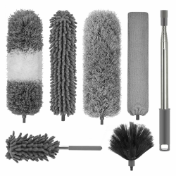 7 Stück Staubwedel Teleskop Waschbar,Duster Mikrofaser Kann Auf Bis Zu 2,8 Meter Verlängert Werden，Spinnenwebenentferner Staubwischer，Staubbürste für Lücken Decken Spinnweben Grau Angebot bei HelloDeals
