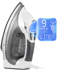 Dampfbügeleisen 2400 Watt，BEAUTURAL Keramik-Bügelsohle Bügeleisen 340ML Tank 9 Dampfeinstellungen mit LCD Anzeige 2,4M Kabellänge Abschaltautomatik Selbstreinigung Weiß-grau Angebot bei HelloDeals