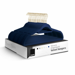 KEPLIN – Samt-Kleiderbügel, 50er-Pack–Rutschfeste Kleiderbügel mit Krawattenhalter und 360°-Haken – Langlebig und robust, platzsparende Garderobenorganizer für Anzüge, Jacken und Kleidung–(marineblau) 50 Stück Marineblau Angebot bei HelloDeals