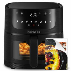 Airfryer 6L, Heißluftfritteuse mit Sichtfenster, Fritteuse ohne Öl mit Shake-Reminder, Antihaftbeschichtet, 30-200°C, 78 Rezepte, 8-in-1 Kochvorgaben, Leise Heissluftfritteuse<60db Angebot bei HelloDeals
