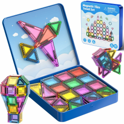 Magnetische Bausteine Reisespielzeug, 60-teiliges Magnetische Tiles Reiseset mit Eisenbox, Kreativität MINI Magnetic Fliesen Sensorisches Spielzeug Geburtstag Geschenk für Kinder 3 4 5 6 Jahren 60pcs 3.75CM Tiles Angebot bei HelloDeals