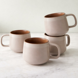 Keramik Kaffeebecher Set 4 Stück 340ml Steingut Kaffeetassen mit komfortablem Henkel für Latte Tee Cappuccino Kakao mikrowellen spülmaschinengeeignet moderne einzigartige Ästhetik Rosensand Rosensand 340 ml Angebot bei HelloDeals