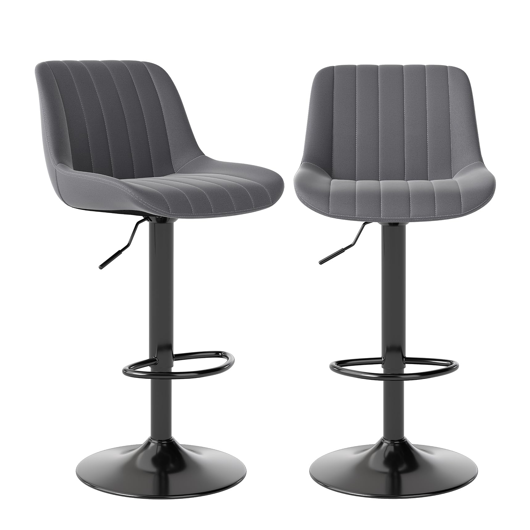 Youhauchair Barhocker 2er Set, Drehbare Barhocker mit Lehne, Höhenverstellbar aus PU-Leder, Moderner Barstuhl Küchenhocker Bar Hocker Bar Stool, Dunkelgrau 2er Set Dunkelgrau Angebot bei HelloDeals