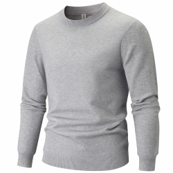 VEIISAR Herren Rundhalspullover 360g - Dicke Variante - Pullover Wärme für Herbst/Winter - Weicher Bequemer Strickpullover Rundhals Hellgrau XL Angebot bei HelloDeals