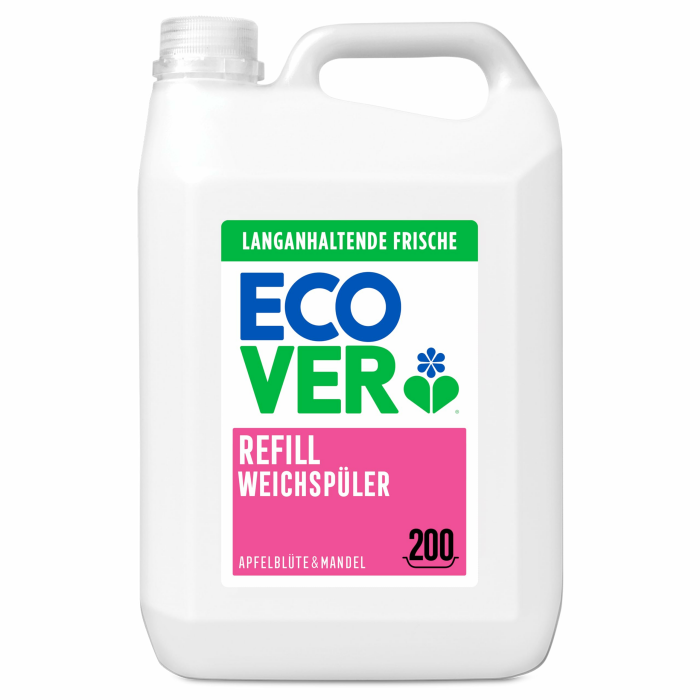 Ecover Weichspüler Nachfüllpack, sorgt für weiche und geschmeidige Wäsche, Apfelblüten- und Mandelduft, 200 Wäschen, 1 x 5L Angebot bei HelloDeals