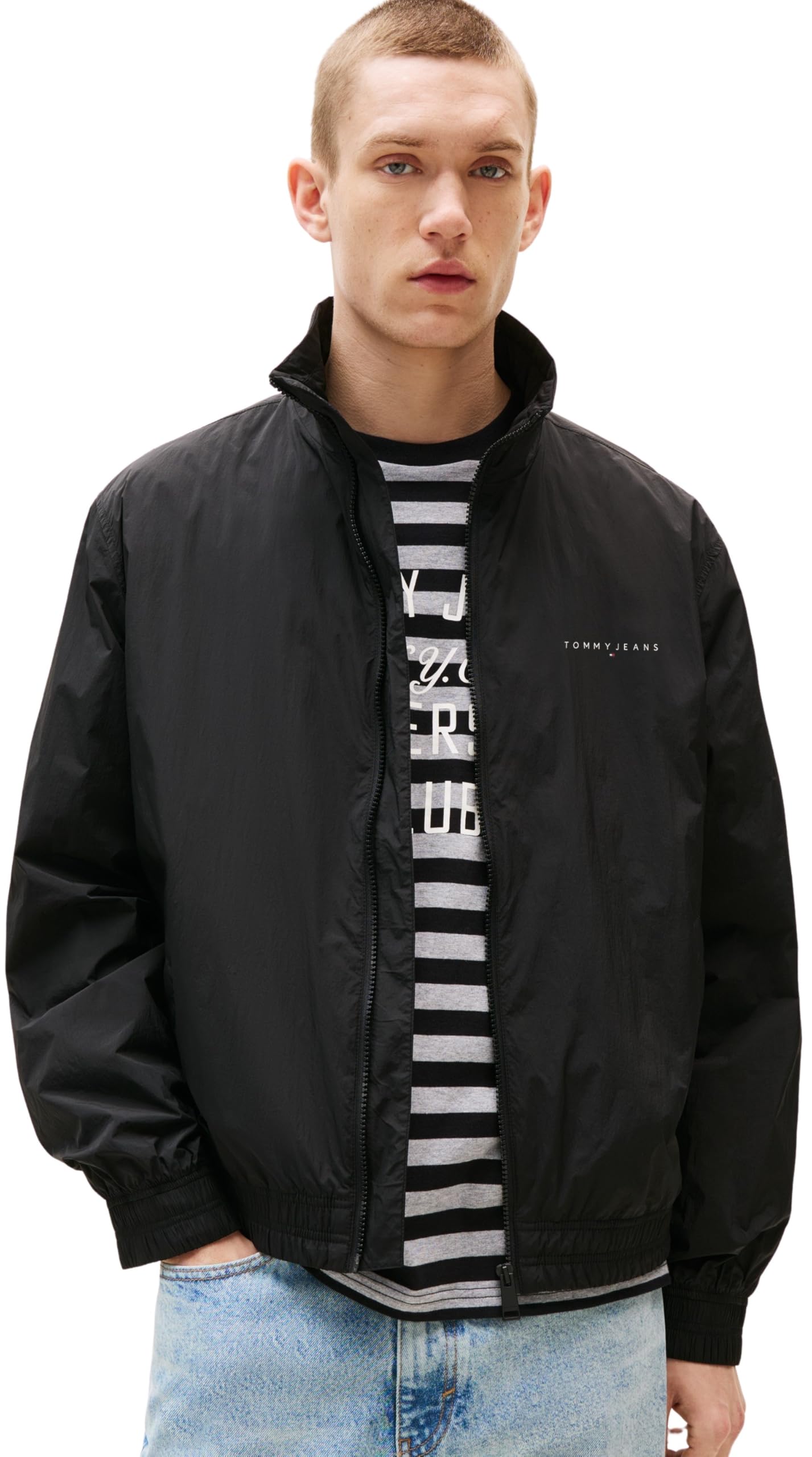 Tommy Jeans Herren Windbreaker Jacke Essential mit Stehkragen XS Black (Black) Angebot bei HelloDeals