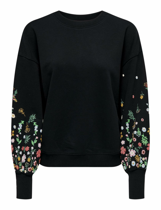 ONLY Female Sweatshirt ONLBROOKE Sweatshirt L Black/Print:sleeve Flower Angebot bei HelloDeals