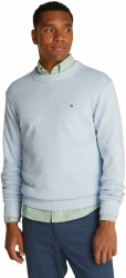 Tommy Hilfiger Herren Pullover Chunky Cotton Crew Neck Strickpullover 3XL Große Größen Blue (Breezy Blue Mouline) Angebot bei HelloDeals