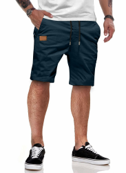 JMIERR Kurze Hosen Herren Sommer Shorts Herren Chino Baumwolle Elastische Taille mit Taschen S-3XL L A2 Blau Angebot bei HelloDeals