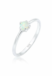 Elli Damen Echtschmuck Ring Bandring Basic Synthetischer Opal Geo in 925 Sterling Silber 54 Angebot bei HelloDeals