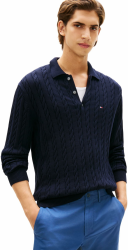 Tommy Hilfiger Herren Classic Cotton Cable Ls Polo Mw0mw41955 Pullover XS Blue (Desert Sky) Angebot bei HelloDeals