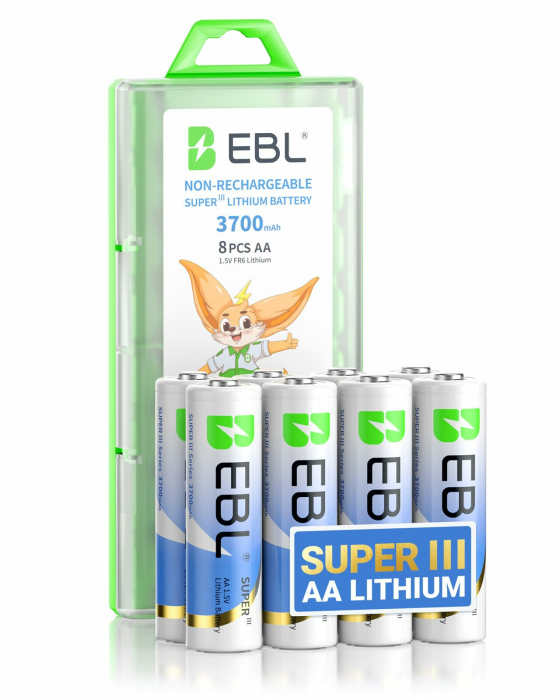 EBL Lithium Batterie AA 3700mAh 1.5V 8 Stück, Nicht Wiederaufladbar AA Batterien mit hoher Kapazität ideal für Blink Outdoor Camera, Digitalkameras, Fernbedienungen und Spielzeug 8 Stück AA-Batterien Angebot bei HelloDeals