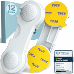 12 Stück Kindersicherung Schrank (Mit Kleber von TESA) - Extra Starker Halt - Schranksicherung Baby - Schubladensicherung für Schränke, Kühlschrank, Türen - Kindersicherung Schubladen Weiß Angebot bei HelloDeals