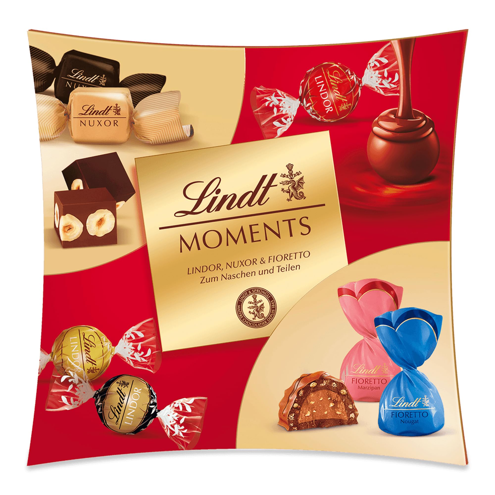 Lindt Schokolade | Lindt Moments Box | 223g | Raffinierte Mischung aus feinsten LINDOR Kugeln, nussigen NUXOR Würfeln und knusprigen FIORETTO | Schokoladen-Geschenk Angebot bei HelloDeals