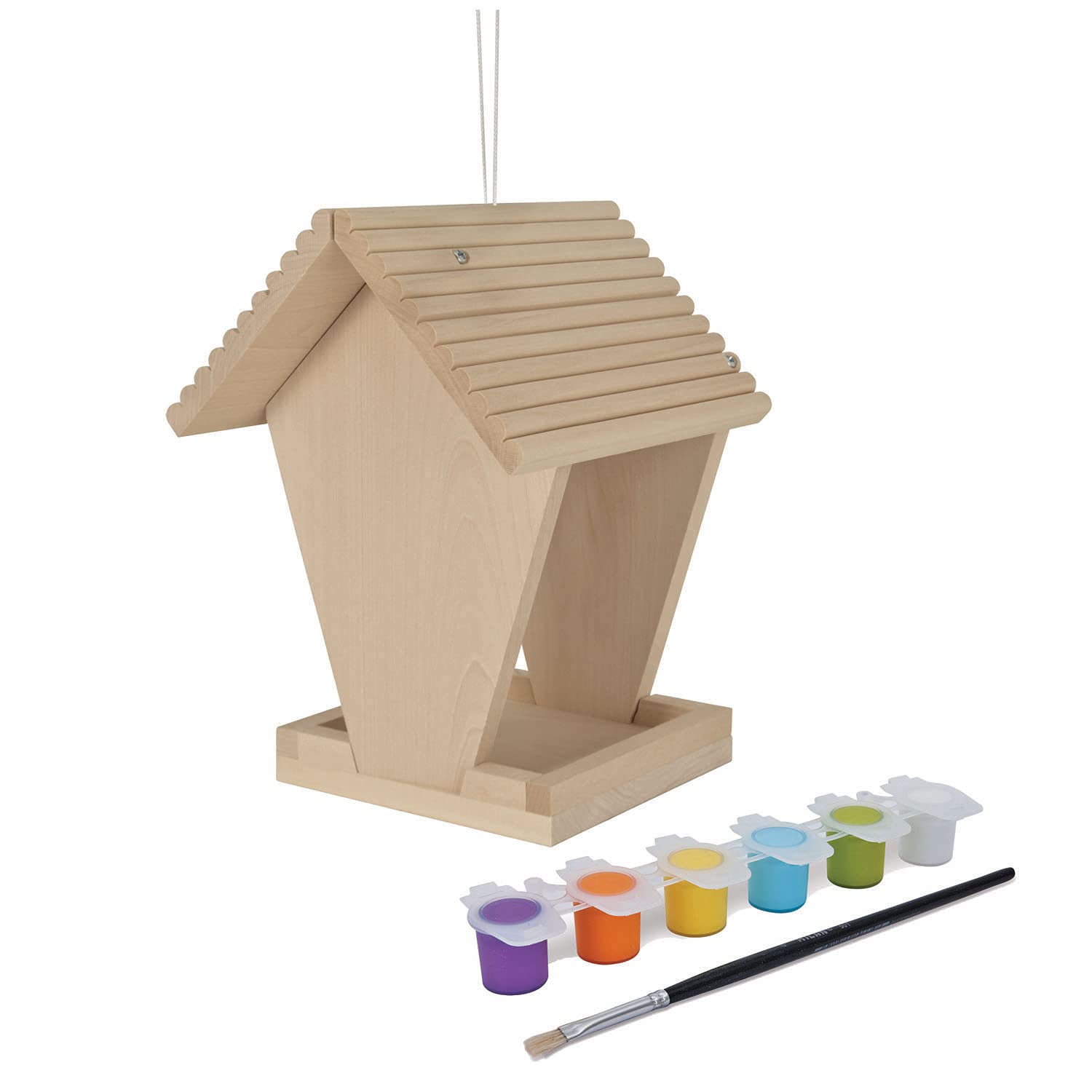Eichhorn 100004582 Outdoor-100004582-Futterhaus aus Holz, zum Zusammenbauen und Bemalen, inkl. Pinsel und Farben, 14x14x24cm Lindenholz, DIY, Bunt Angebot bei HelloDeals