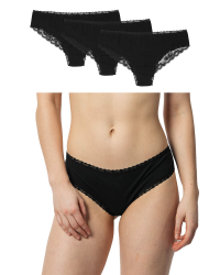 Snocks Brazilian Slip Damen mit Spitze aus Bio-Baumwolle (3er Pack) - Damenunterwäsche mit Perfekter Passform und angenehmem Tragegefühl - Klassisches Unterwäsche Frauen - Gr. XS-XL 3x Schwarz L Angebot bei HelloDeals