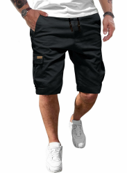 JMIERR Kurze Hosen Herren Baumwolle Cargo Shorts Herren Sommer Freizeithose mit Taschen 3XL A Schwarz Angebot bei HelloDeals