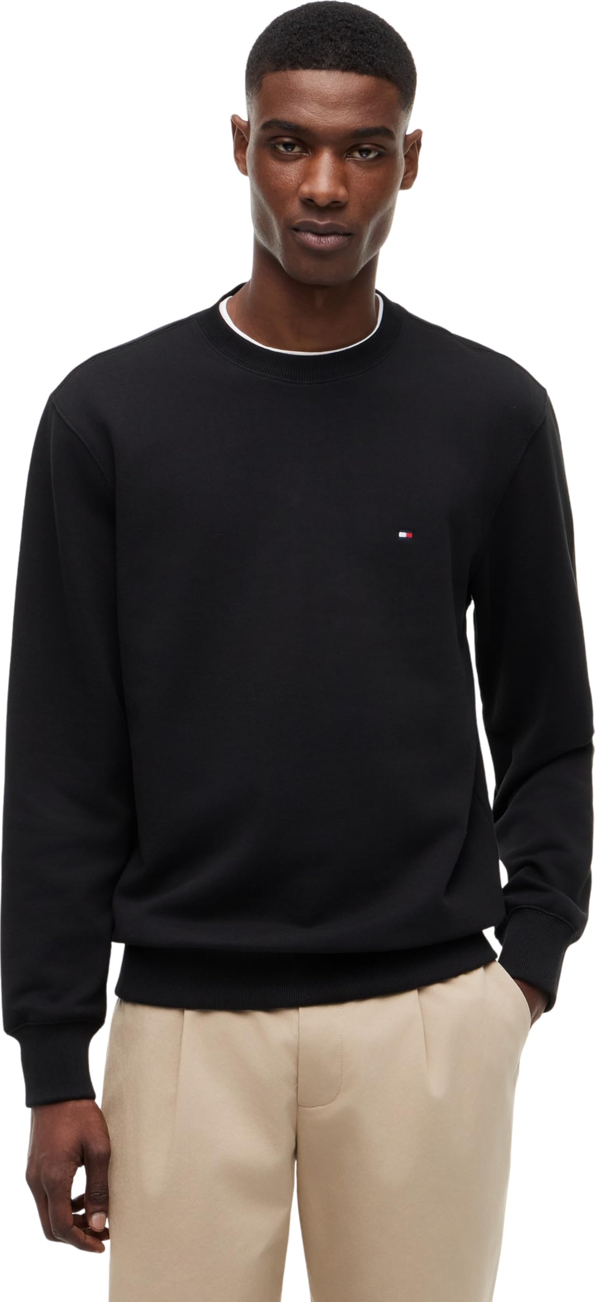 Tommy Hilfiger Herren Essential Terry Crewneck Mw0mw37237 Pullover-Sweatshirt (1er Pack) S Black (Black) Angebot bei HelloDeals
