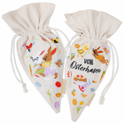 Papierdrachen 2 Geschenkbeutel Osterhasenwelt - Geschenkverpackung - mit Bestickung - Ostern - robust - Osternest - Tasche zum Dekorieren und Befüllen Osterhasenwelt 2 Stk Angebot bei HelloDeals