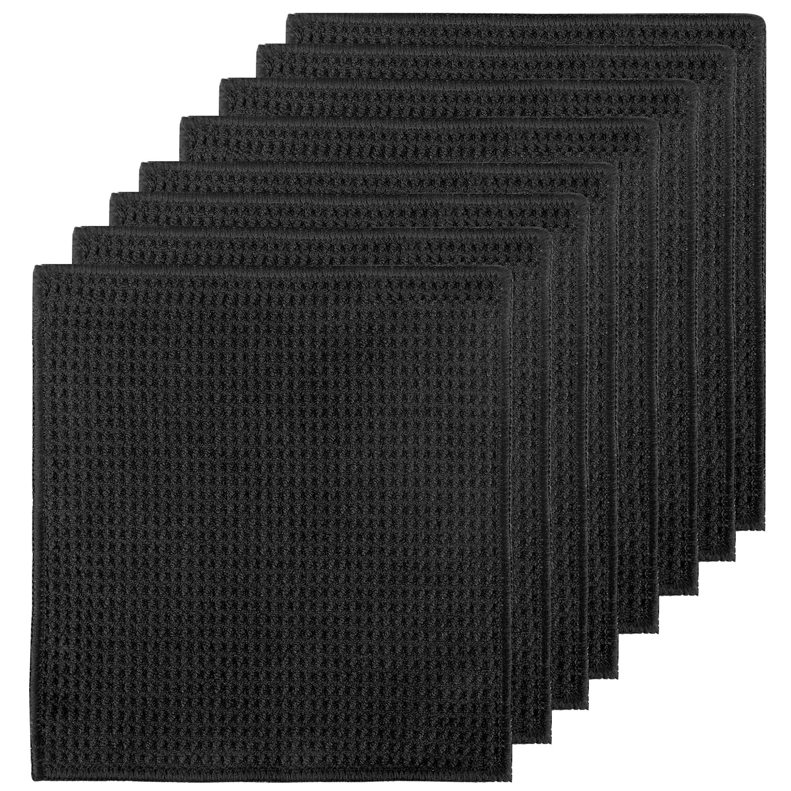 Waschbare Spüllappen Schwarz, 8 Stück Waffeltücher aus Mikrofaser, 20x20 cm Wiederverwendbare Reinigungstücher für Küche, Haushalt, Auto, Glas Angebot bei HelloDeals