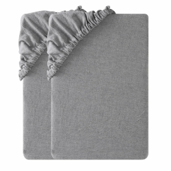 SOULFUL Spannbettlaken 90x190cm 2er Set, 100% Gewaschene Baumwolle Bettlaken Spannbetttuch Atmungsaktiv mit Leinenartigem Griff, öKotex Zertifiziert- Rauchgrau Rauchgrau 2tlg.90x190x30cm Angebot bei HelloDeals