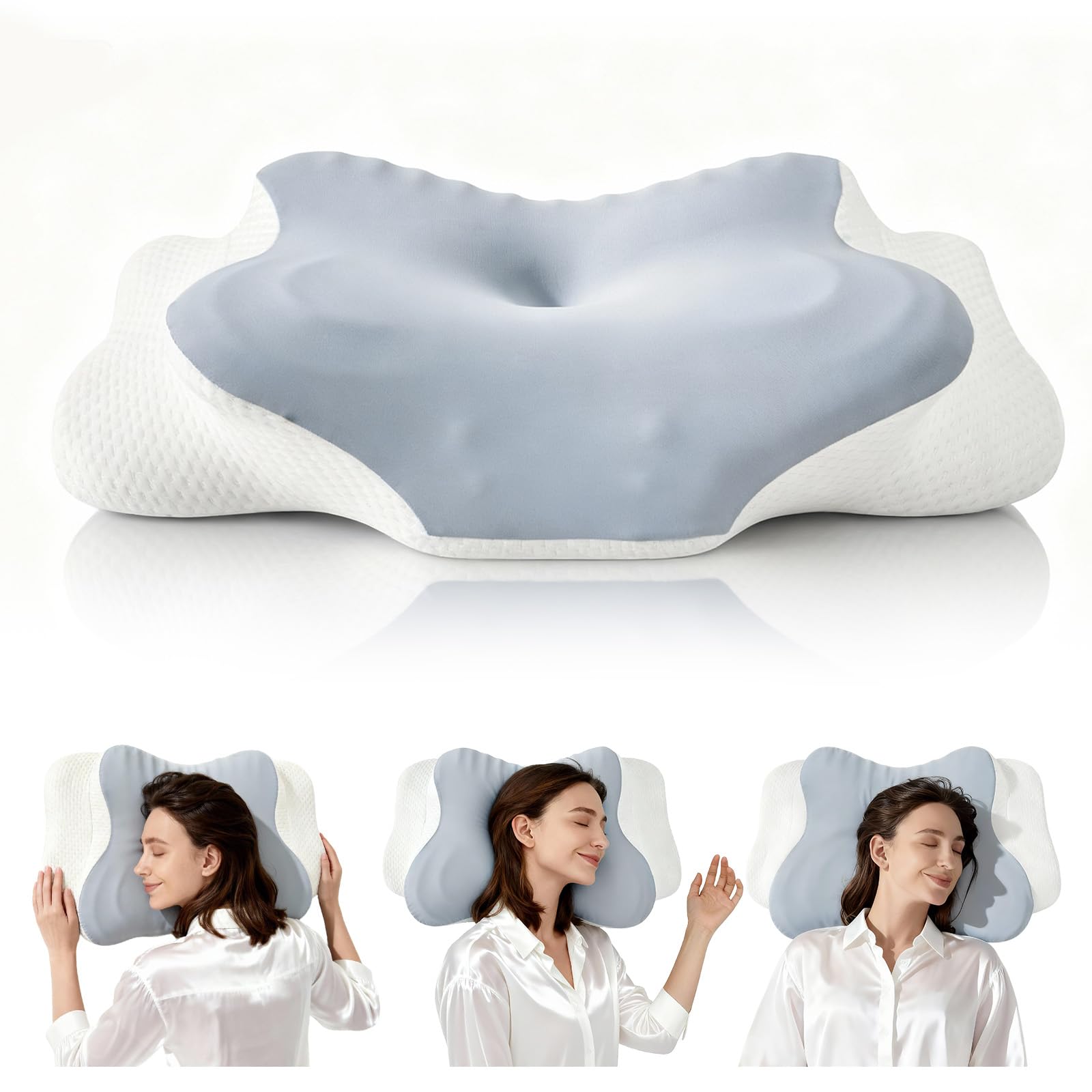 Original Nackenkissen Kopfkissen, Ergonomisches Memory Foam Kissen - Orthopädisches Nackenstützkissen für alle Schlaftypen: Seiten-, Rücken- & Bauchschläfer (Blau) Angebot bei HelloDeals