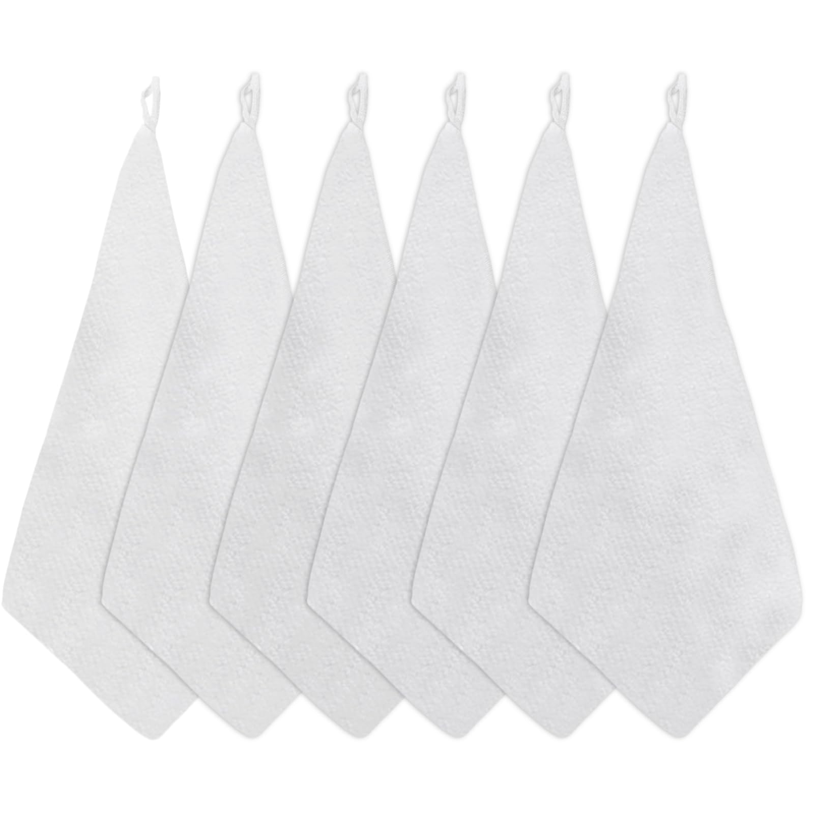 6 Stück Premium Waschlappen aus Mikrofaser, Weiß Handtücher in 30x30 cm, Microfasertücher Gesicht mit Aufhängeschlaufen zum Abwischen und Reinigen des Gesichts Angebot bei HelloDeals