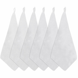 6 Stück Premium Waschlappen aus Mikrofaser, Weiß Handtücher in 30x30 cm, Microfasertücher Gesicht mit Aufhängeschlaufen zum Abwischen und Reinigen des Gesichts Angebot bei HelloDeals