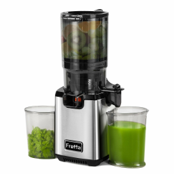 Fretta Entsafter Slow Juicer, Edelstahl Entsafter Gemüse und Obst Testsieger, 135MM Öffnung & 1,8L Juicer Machine mit Umkehrfunktion, Einfache Installation, Leicht zu Reinigen, 100% BPA Frei, 250W Grau Angebot bei HelloDeals