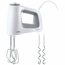 Braun Household MultiMix 5 HM 5000 Handmixer - Handrührgerät mit stufenloser Geschwindigkeitsregelung, 700 Watt, inkl. Schneebesen und Knethaken, Weiß/Grau Angebot bei HelloDeals