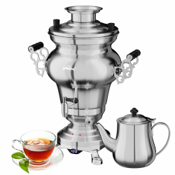 HOMELUX Elektrischer Samoware Edelstahl, 1850 Watt Teemaschine Wasserkocher 5L +1.6L Teekannen Set Großer Teekocher mit Warmhaltefunktion eingestellte Temperatur, Ablasshahn für Gastrobetriebe Edelstahl Silber Angebot bei HelloDeals