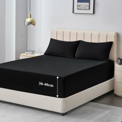 Aisbo Spannbettlaken 180x200cm Bettlaken Boxspringbett - Bett Laken Schwarz 180x200 aus Premium Mikrofaser, weiches Spannbetttuch 180 x 200 Steghöhe 40cm für Wasserbett Bed Fitted Sheet 40cm Steghöhe 180x200 01 - Schwarz Angebot bei HelloDeals