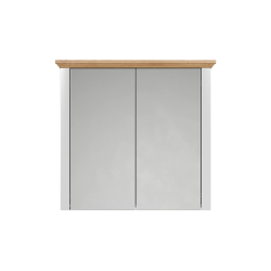 trendteam smart living - Landside - Spiegelschrank - Lichtgrau/Eiche - Badspiegel im Landhausstil - (BxHxT) 78 x 73 x 24 cm - 3 Fächer und 2 Glasböden Angebot bei HelloDeals