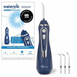 Waterpik Advanced Waterflosser kabellos, Testsieger 2024, Precision Pulse Technology, bis zu 99,9 Prozent Plaque Entfernung, 4x Aufsätze, 3 Modi, Zahnzwischenraumreiniger, Induktionsladesystem, Blau Cordless Advanced Blue Angebot bei HelloDeals
