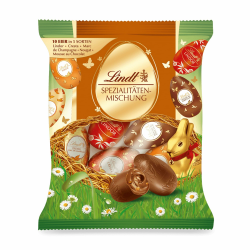 Lindt Schokolade Spezialitäten Mix Eier | 2 x 180 g | Vollmilch-Eier in fünf Sorten mit und ohne Alkohol (Marc de Champagne, Nougat, Cresta, Mousse au Chocolat, Lindor Milch) | Oster Schokolade Spezialitäten, 180g Angebot bei HelloDeals