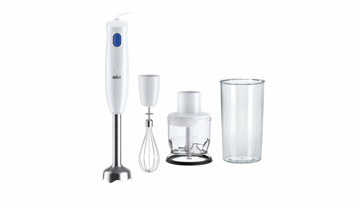 Braun Stabmixer MultiQuick 1 MQ 10.202 M - Elektrischer Stabmixer mit Edelstahl-Mixfuß und EasyTwist System, 3-teiliges Zubehör-Set, 450 Watt, Weiß MQ 10.202M Angebot bei HelloDeals