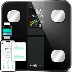 RunSTAR Körperfettwaage mit hohe Genauigkeit, Personenwaage digital mit großem Display, Waage Personen für 15 Körperzusammensetzungsmetriken, mit App-Synchronisierung, 180 kg/400 lb, Schwarz Schwarz Large Angebot bei HelloDeals