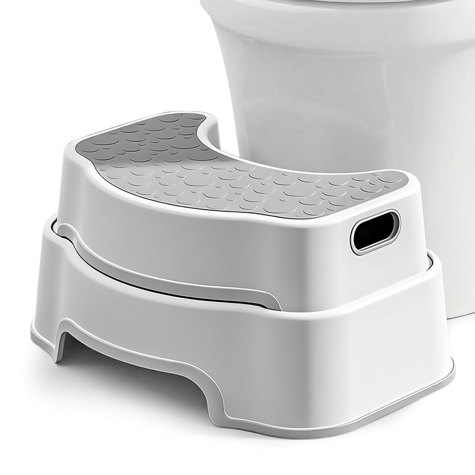 UBRAVOO Toilettenhocker Erwachsene, Rutschfester Badezimmer-Kindertoilettenhocker, Einfach zu Reinigen Tritthocker Kinder, Hocker Toilette für Kleinkinder, Senioren und Schwangere(Grau) Angebot bei HelloDeals