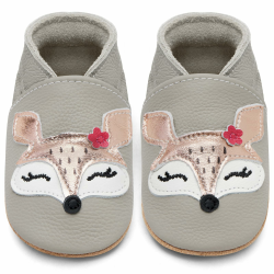 IceUnicorn Krabbelschuhe Baby Lauflernschuhe Jungen Mädchen Weicher Leder Babyhausschuhe Kleinkind Rutschfeste Lederschuhe Baby 12-18 Monate Hellgrauer Fuchs Angebot bei HelloDeals