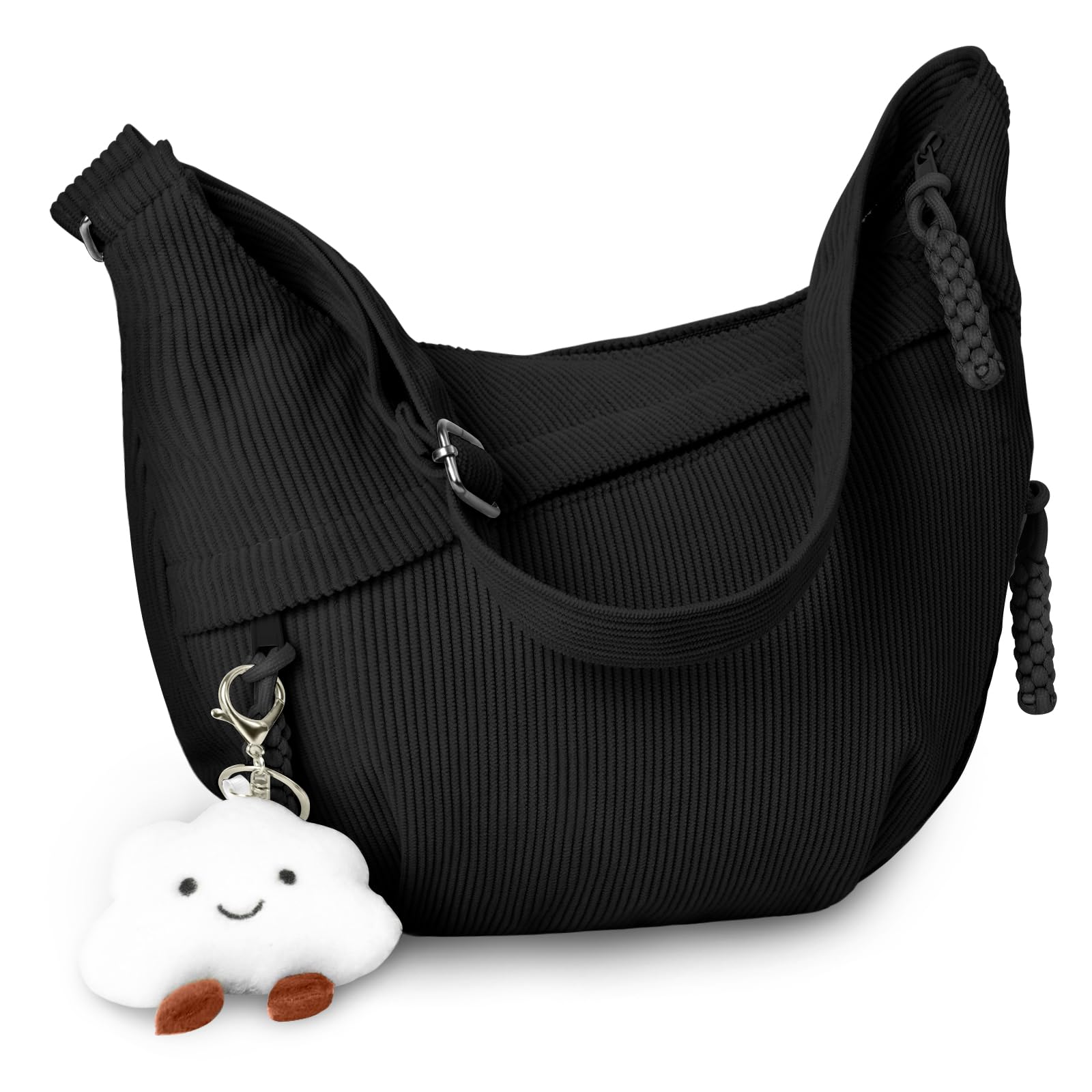 Crossbody Bag Damen Umhängetasche, Halbmond Crossbody Bag, Tasche Casual Schultertasche, Hobo Halfmoon Bag mit Verstellbarer Schultergurt, Bauchtasche Damen für Arbeit Reisen Alltag #1 Schwarz Angebot bei HelloDeals